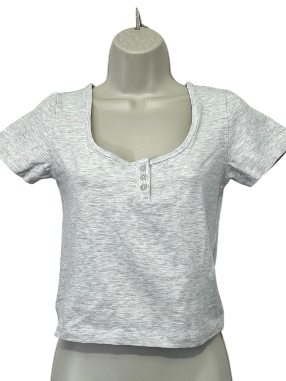Cotton On BODY Crop Top, 93% Organic Cotton, Color Lt Gray, Size Medium